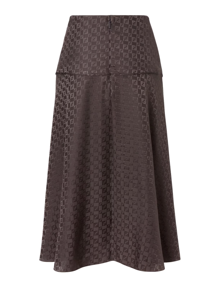 Fendi FF SILK SKIRT Bruin