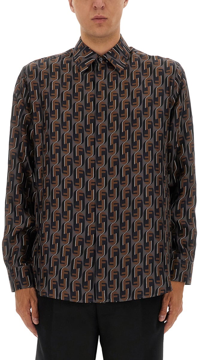 Fendi PRINTED SILK SHIRT Blauw