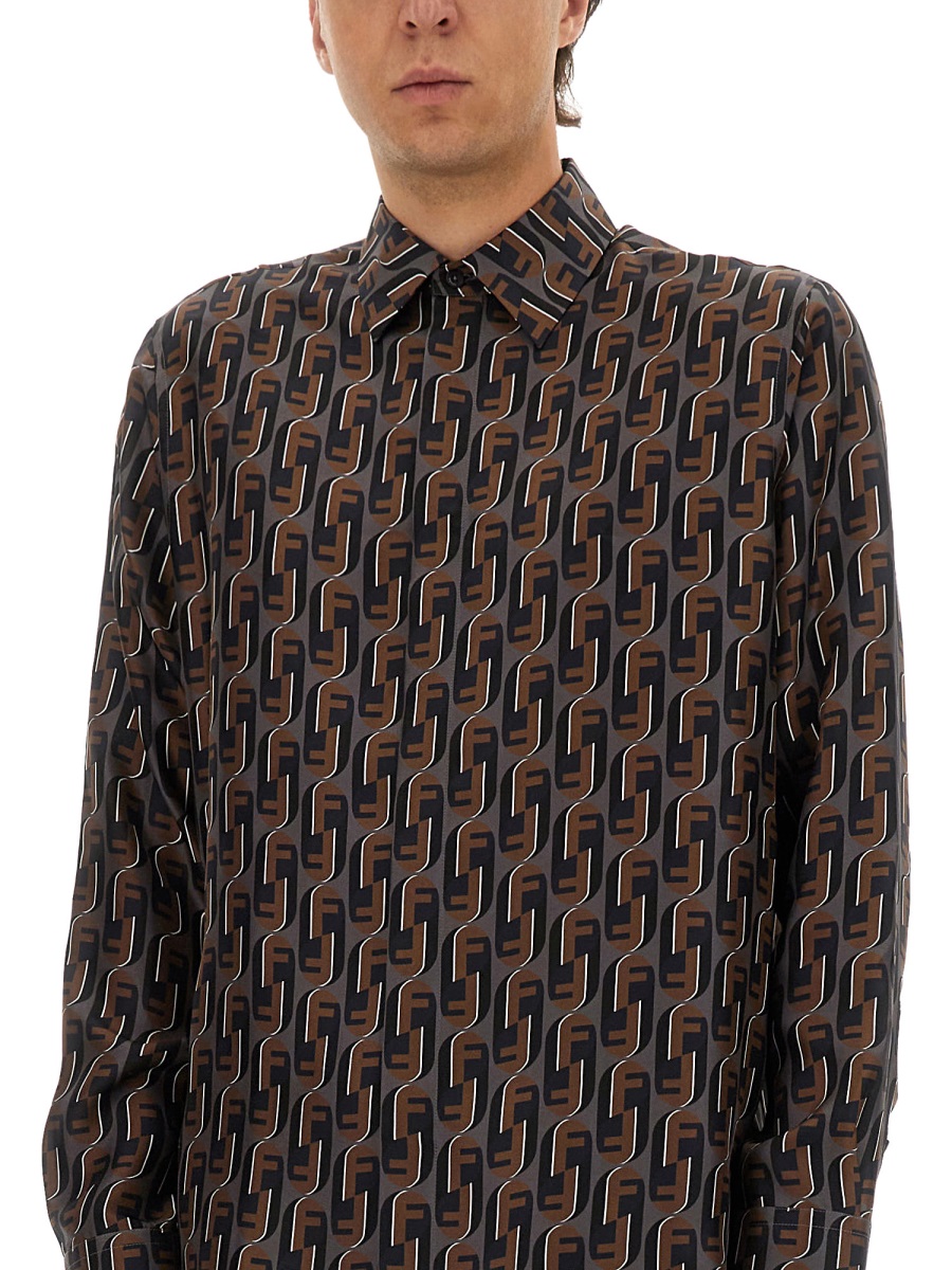 Fendi PRINTED SILK SHIRT Blauw
