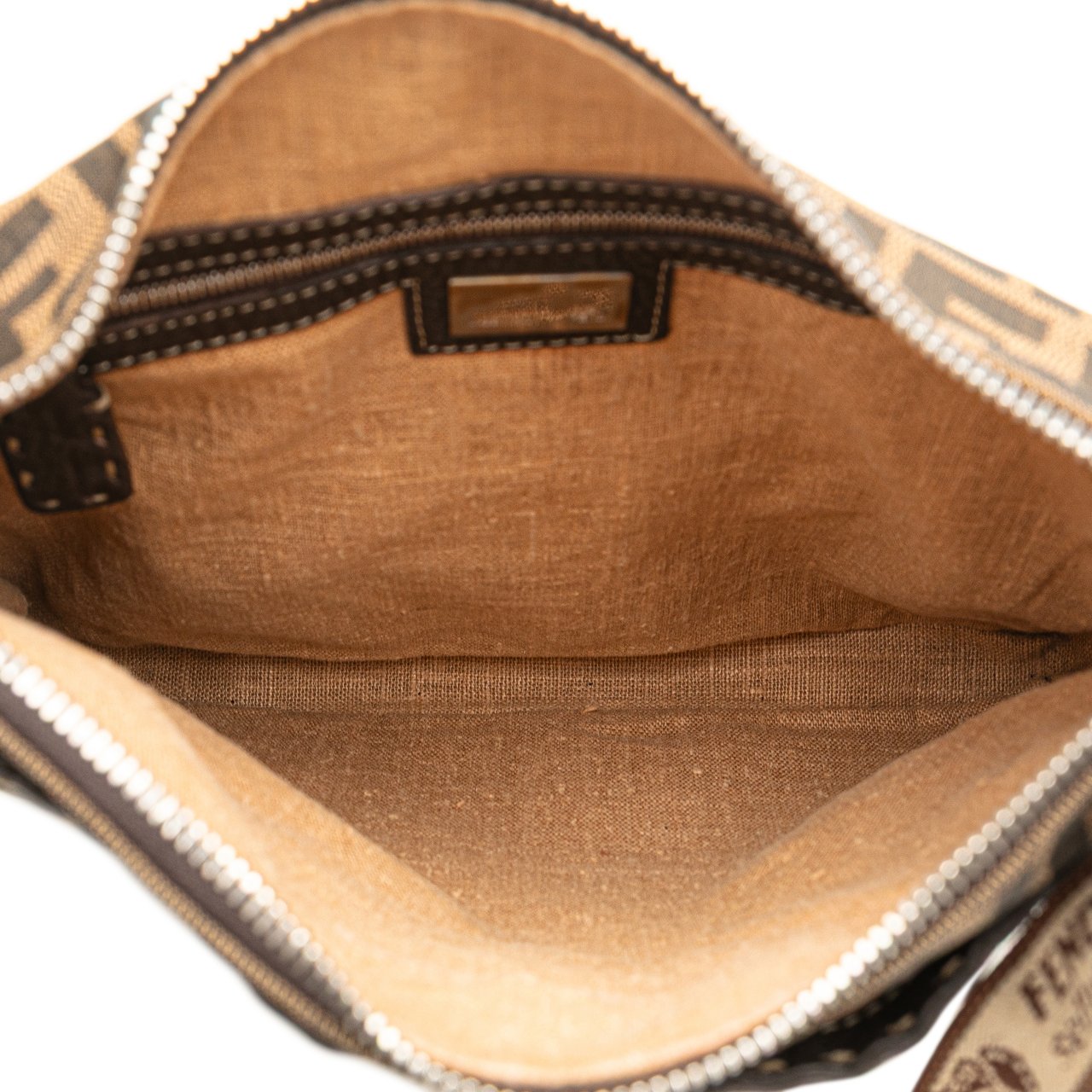 Fendi Zucca Canvas Selleria Crossbody Bruin