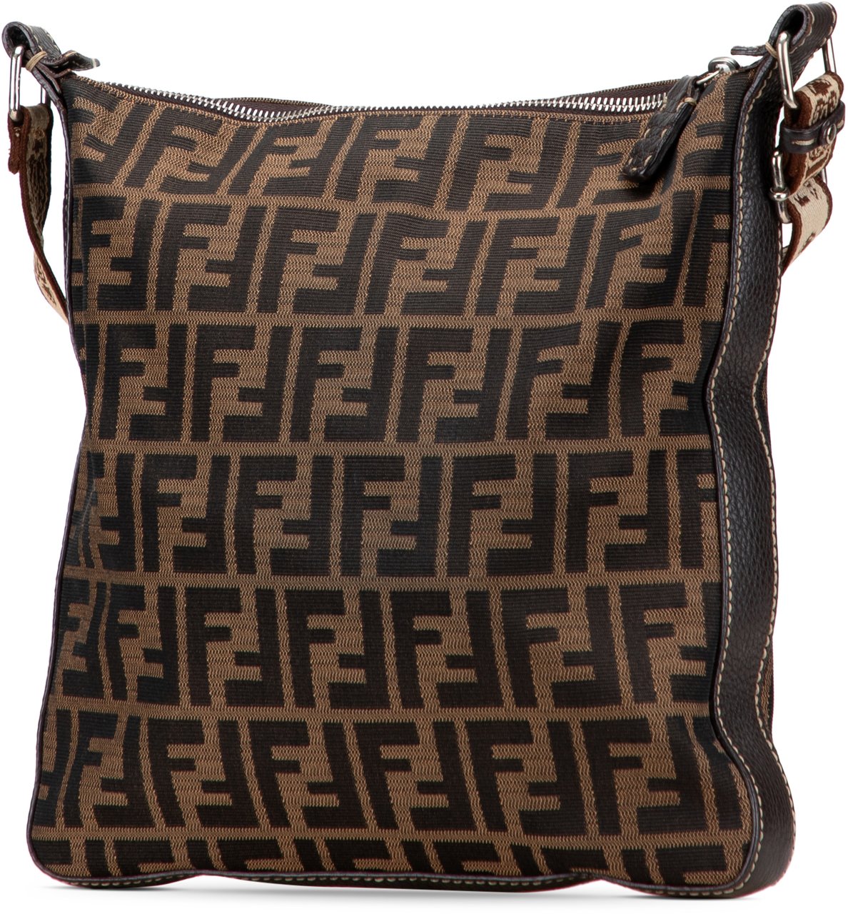 Fendi Zucca Canvas Selleria Crossbody Bruin