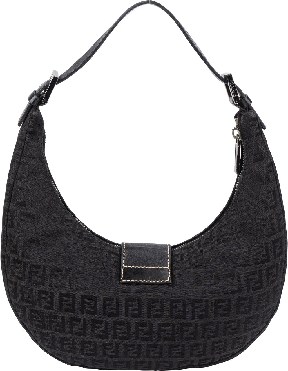 Fendi Fendi FF Monogram Halfmoon Shoulder Bag Zwart