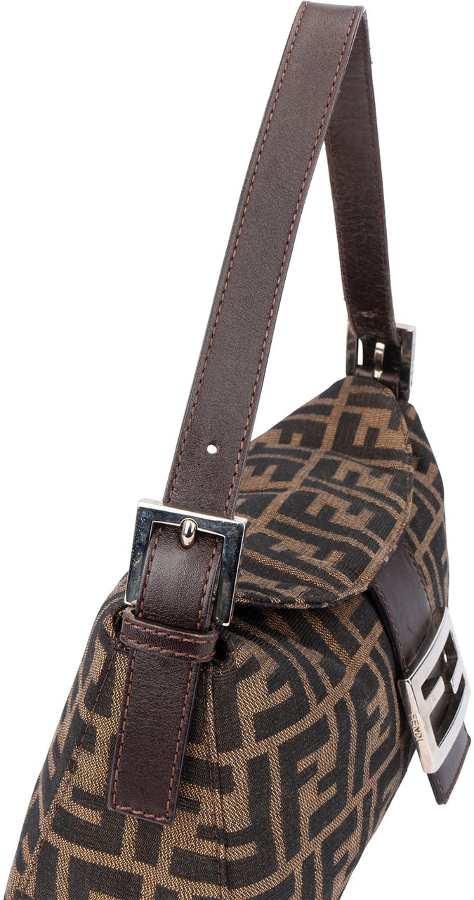 Fendi Fendi FF Monogram Baguette Buckle Handbag Bruin