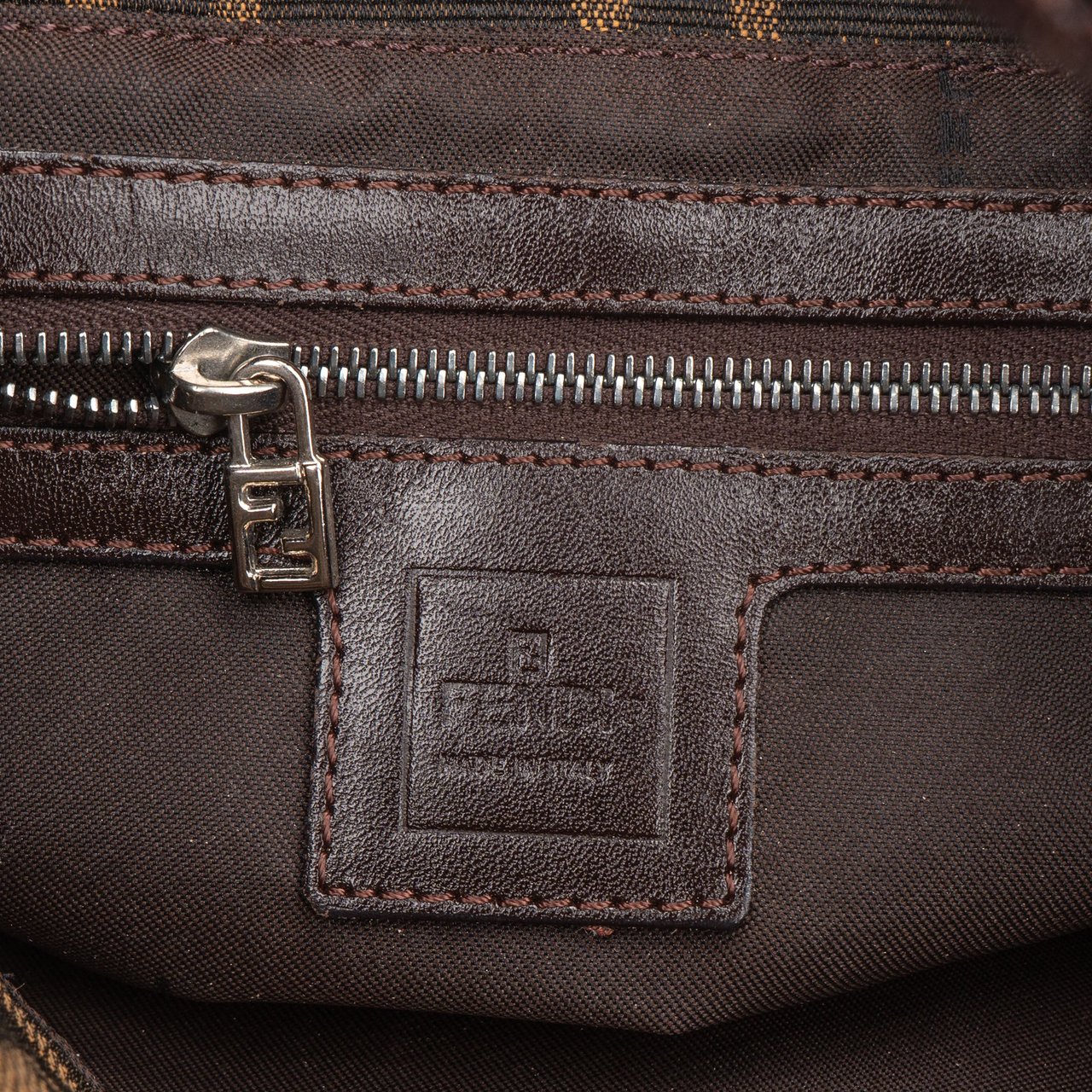 Fendi Fendi FF Monogram Baguette Buckle Handbag Bruin