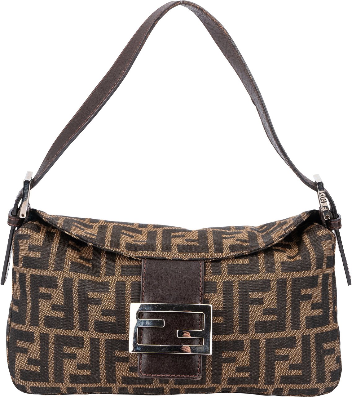 Fendi Fendi FF Monogram Baguette Buckle Handbag Bruin
