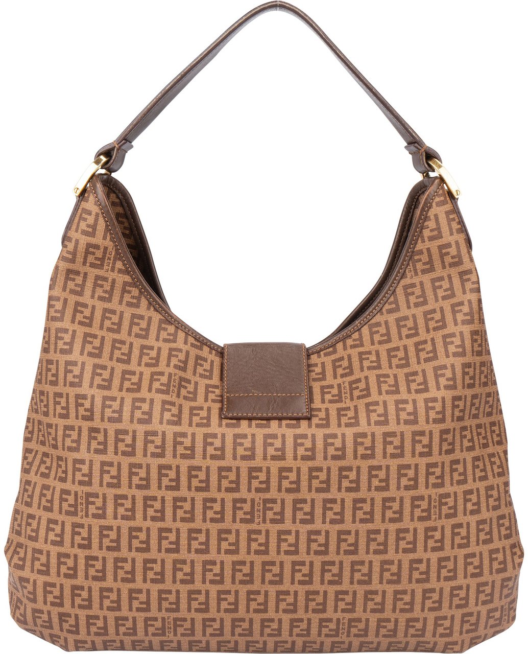 Fendi Fendi Canvas FF Monogram Hobo Bag Bruin