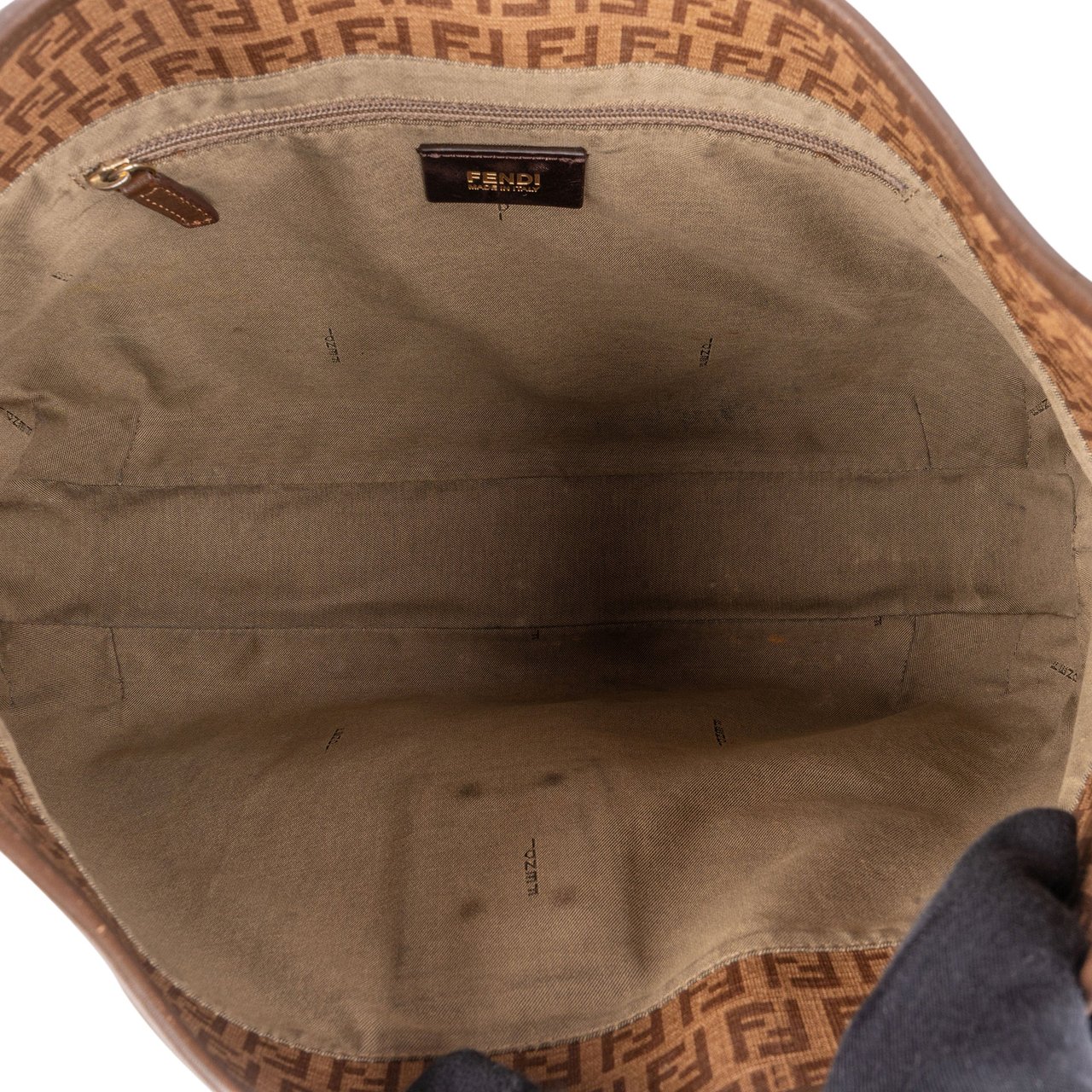 Fendi Fendi Canvas FF Monogram Hobo Bag Bruin