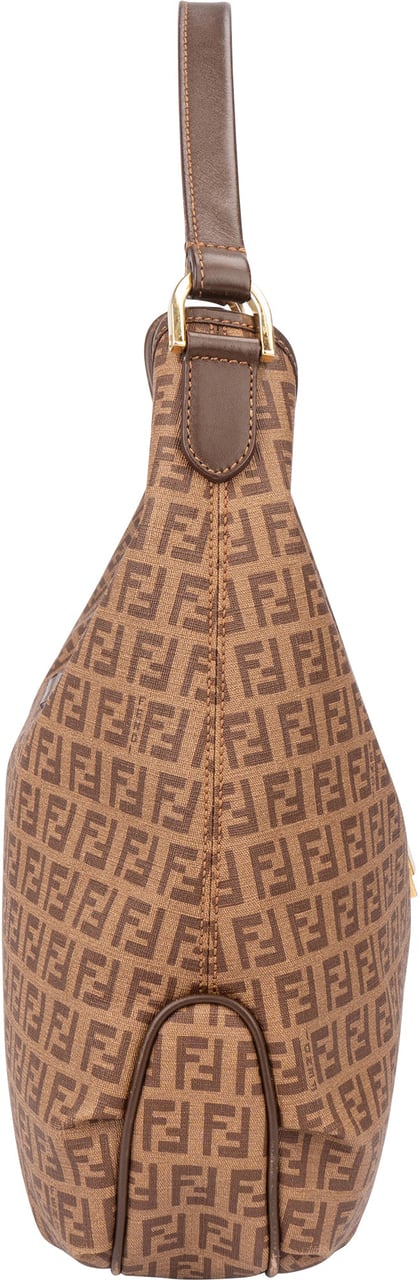 Fendi Fendi Canvas FF Monogram Hobo Bag Bruin