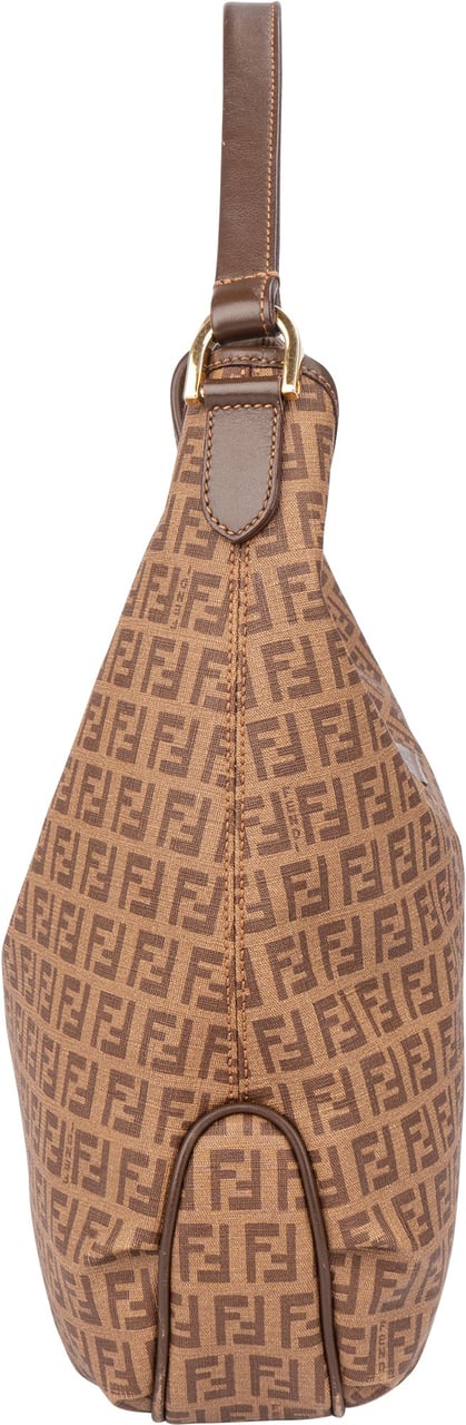 Fendi Fendi Canvas FF Monogram Hobo Bag Bruin