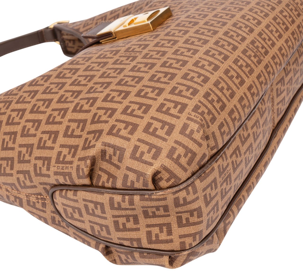 Fendi Fendi Canvas FF Monogram Hobo Bag Bruin
