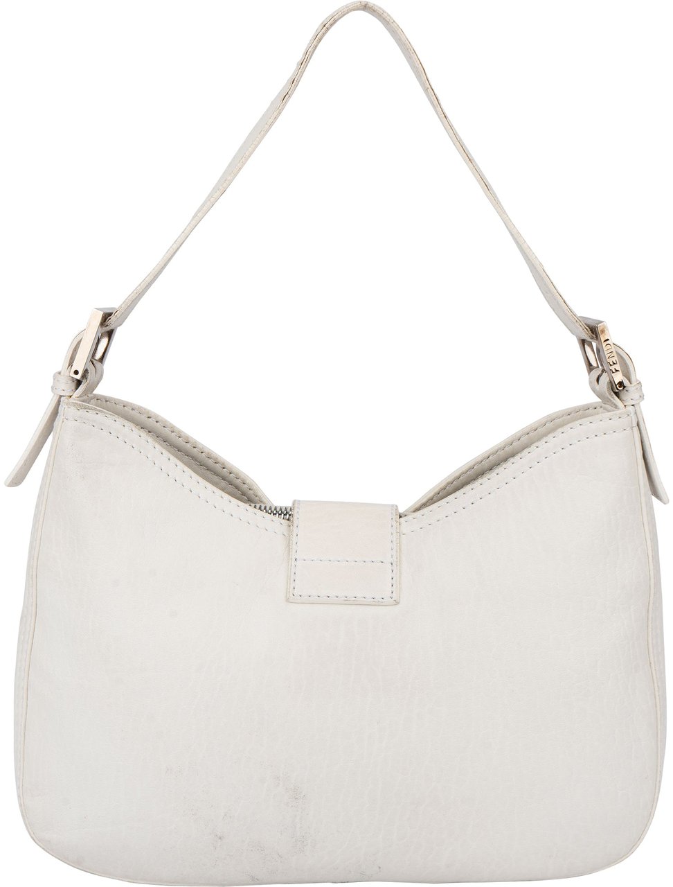 Fendi Fendi White Soft Leather Baguette Buckle Shoulder Bag Wit