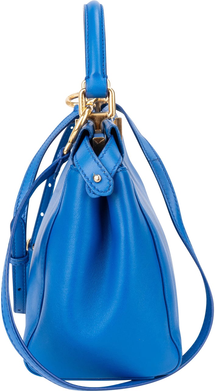 Fendi Fendi Blue Leather Peekaboo Handbag Blauw