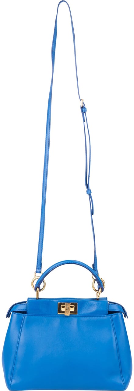 Fendi Fendi Blue Leather Peekaboo Handbag Blauw