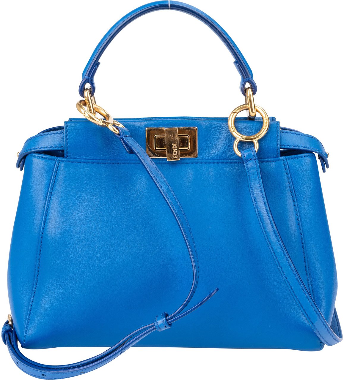Fendi Fendi Blue Leather Peekaboo Handbag Blauw