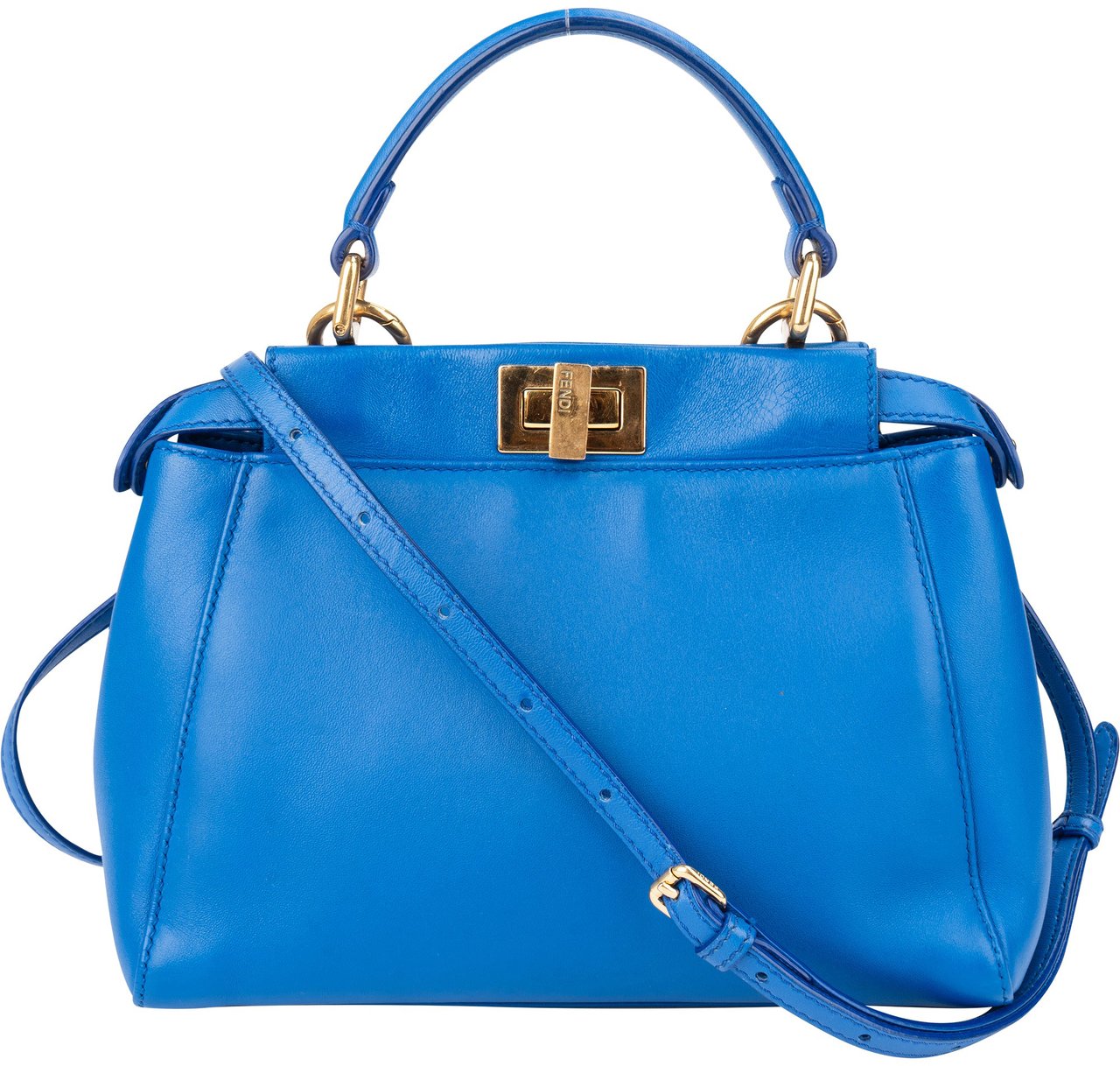 Fendi Fendi Blue Leather Peekaboo Handbag Blauw