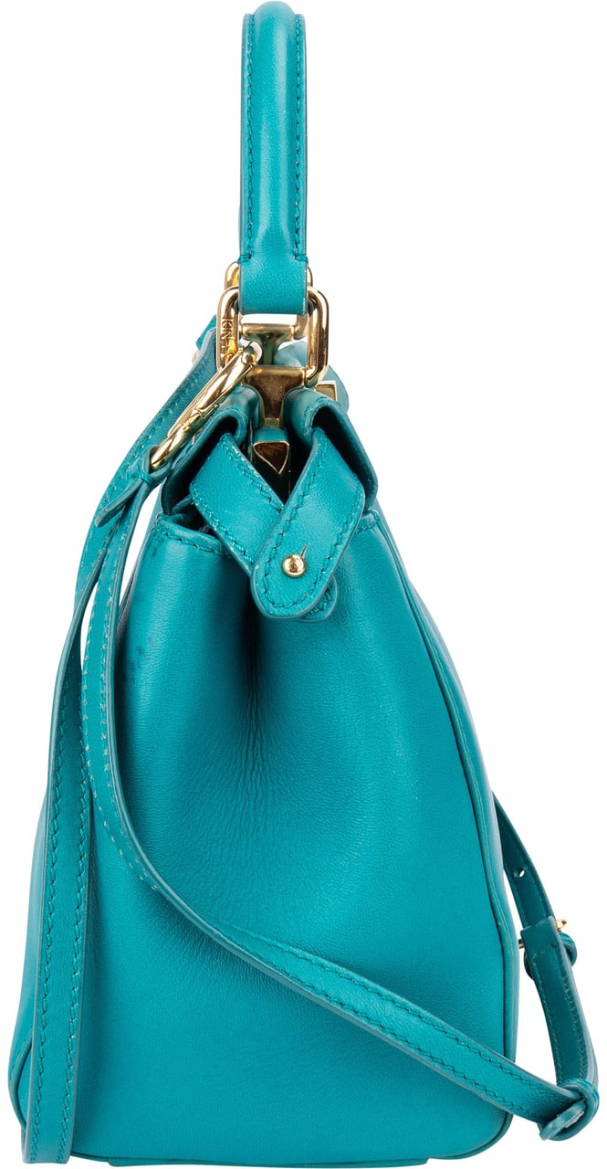 Fendi Fendi Turquoise Leather Peekaboo Handbag Blauw