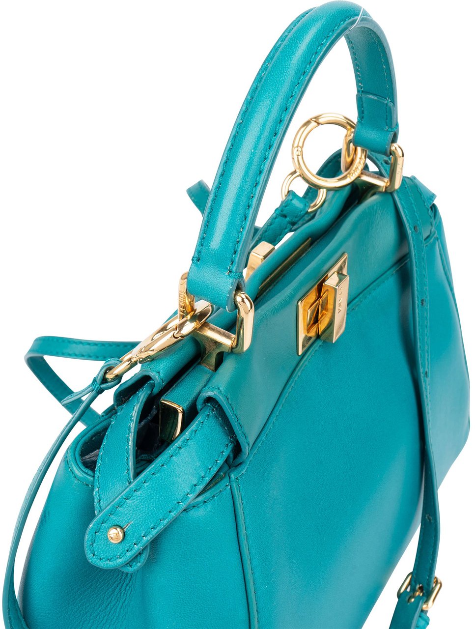 Fendi Fendi Turquoise Leather Peekaboo Handbag Blauw