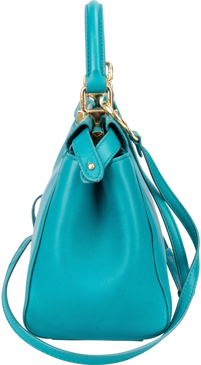 Fendi Fendi Turquoise Leather Peekaboo Handbag Blauw