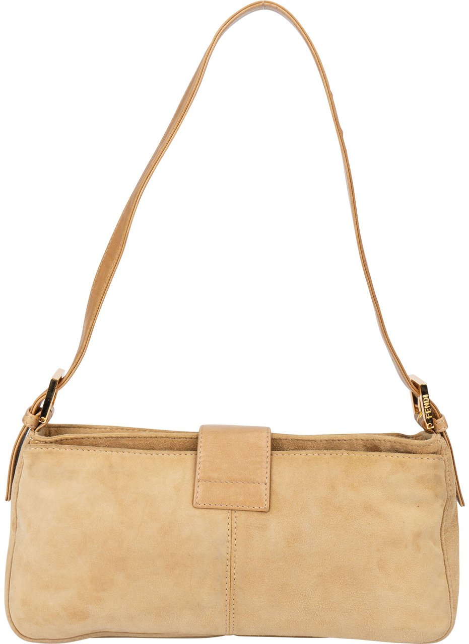 Fendi Fendi Suede Leather Limited Baguette Buckle Shoulder Bag Beige
