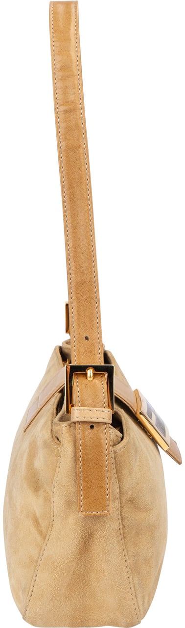 Fendi Fendi Suede Leather Limited Baguette Buckle Shoulder Bag Beige