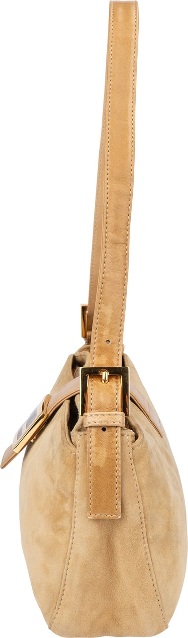 Fendi Fendi Suede Leather Limited Baguette Buckle Shoulder Bag Beige