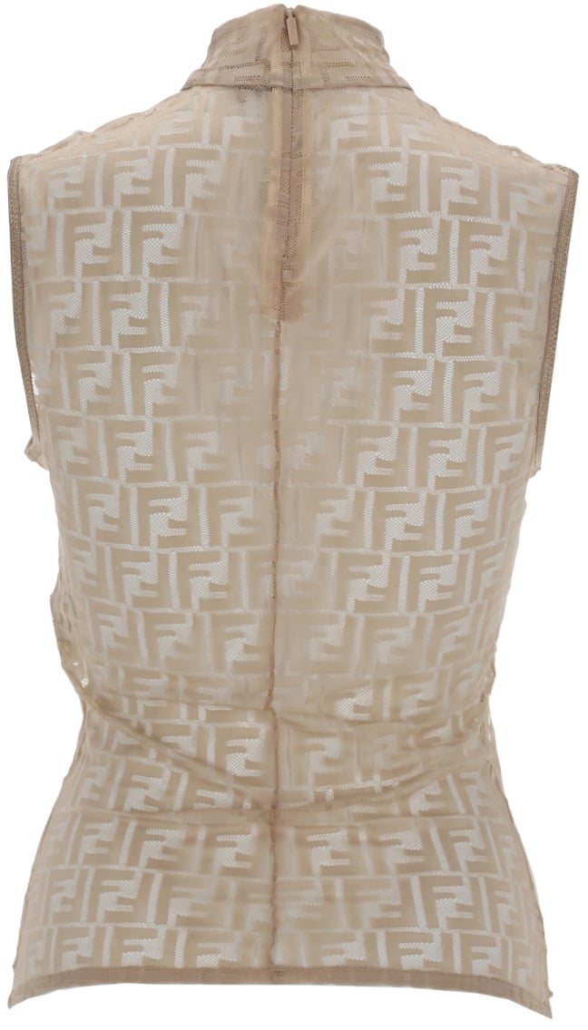 Fendi TOP "FF LACE" Beige