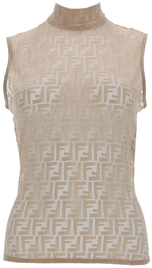 Fendi TOP "FF LACE" Beige