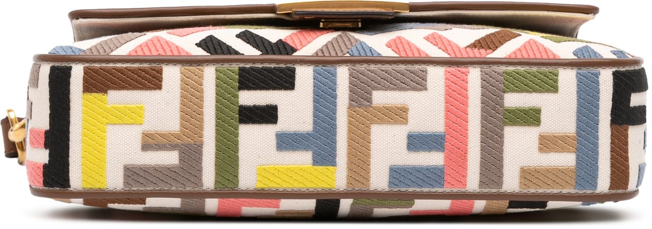 Fendi Zucca Embroidered Canvas Baguette Satchel Bruin