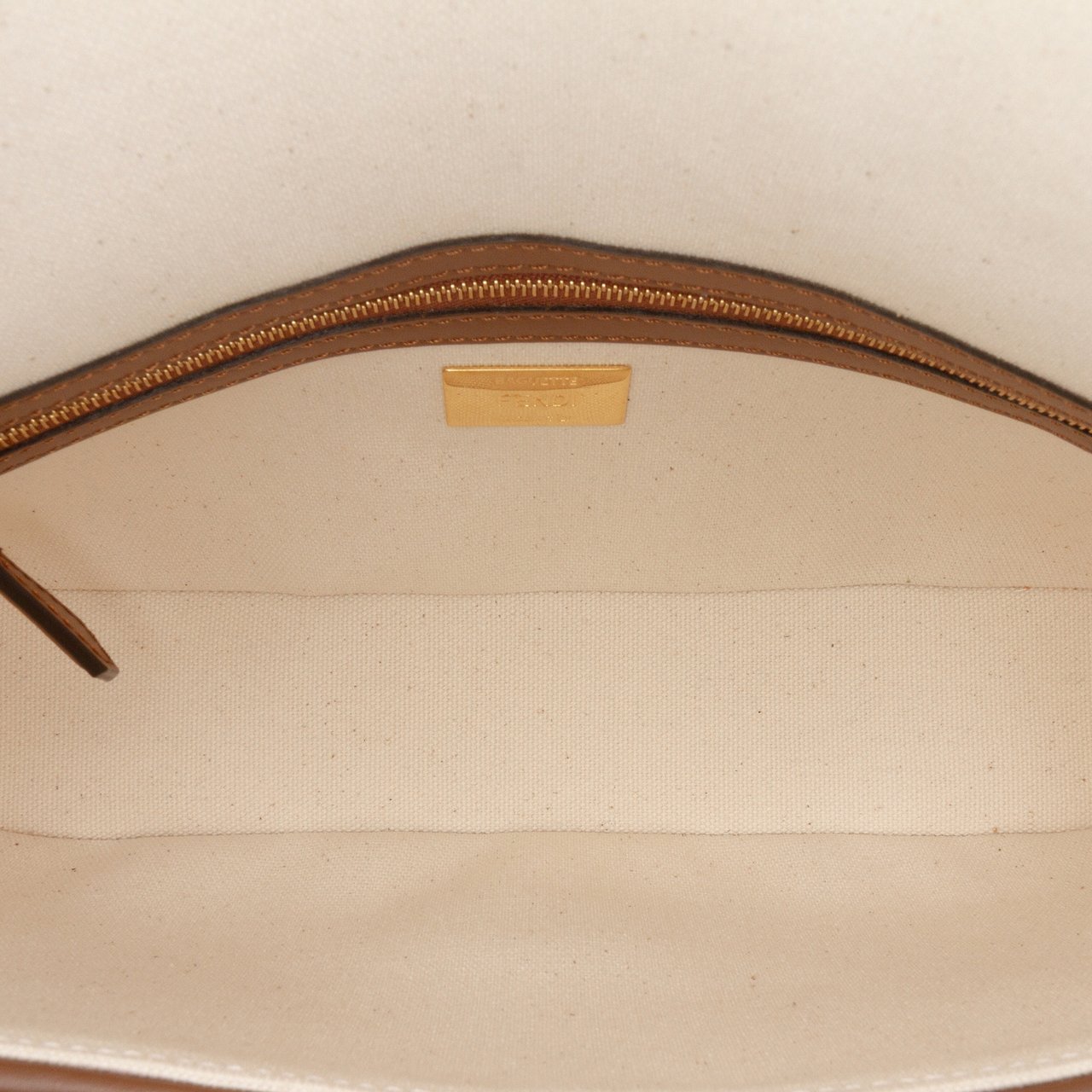 Fendi Zucca Embroidered Canvas Baguette Satchel Bruin