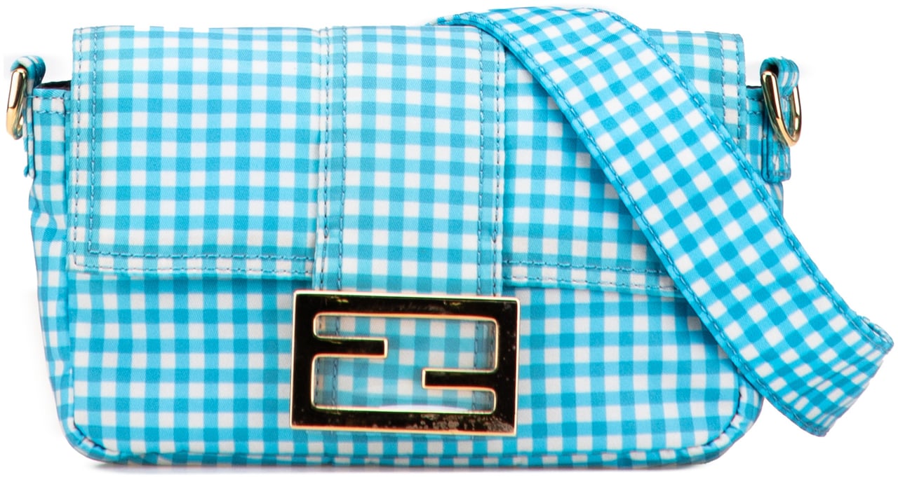 Fendi Joshua Vides Mini Nylon Convertible Baguette Satchel Blauw