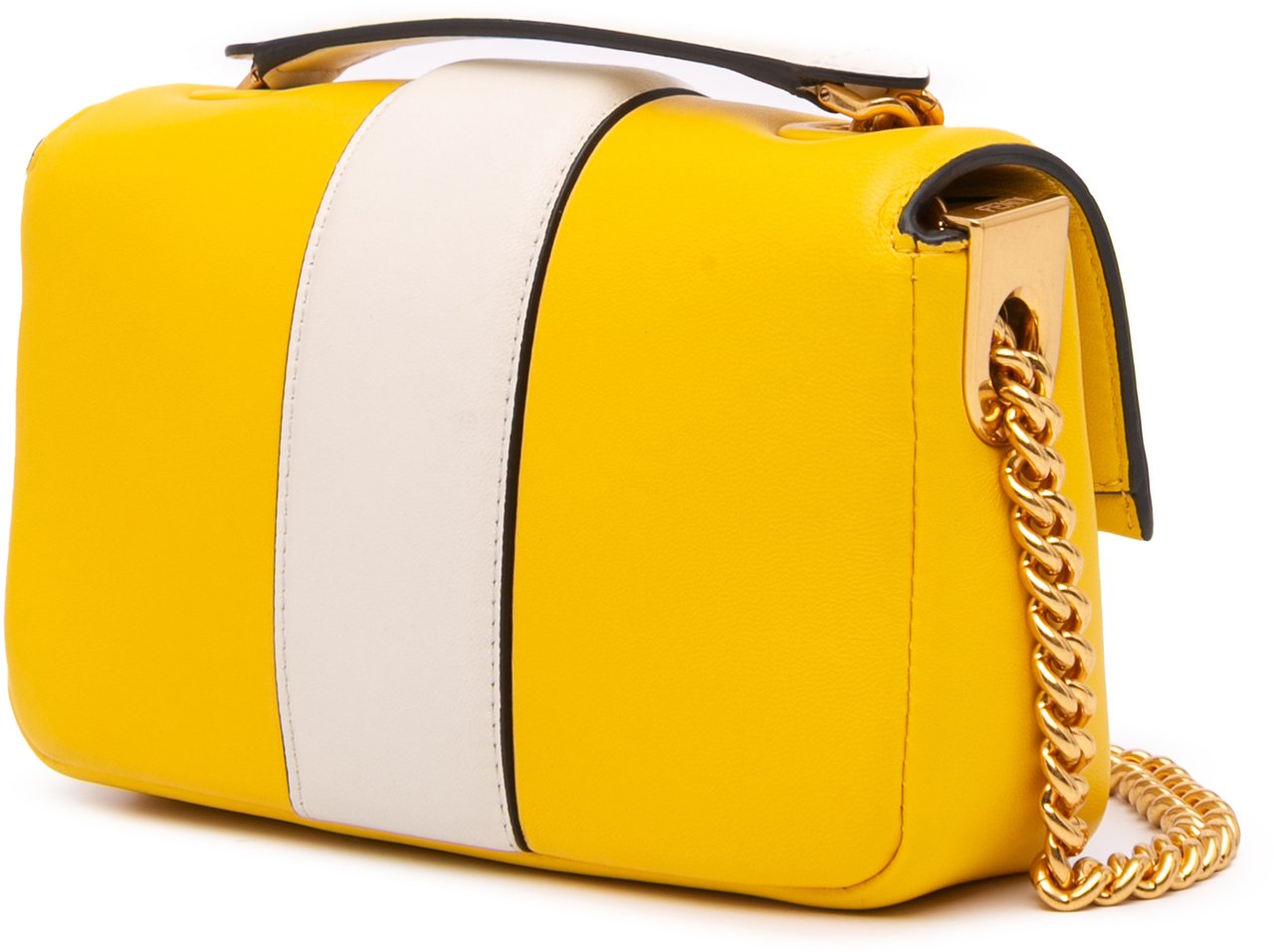 Fendi Mini Bicolor Nappa Apolo Chain Baguette Shoulder Bag Geel
