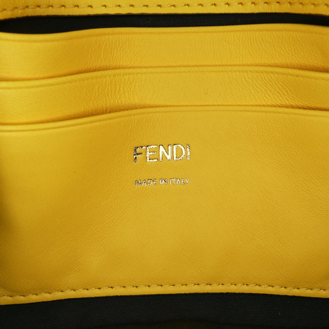 Fendi Mini Bicolor Nappa Apolo Chain Baguette Shoulder Bag Geel