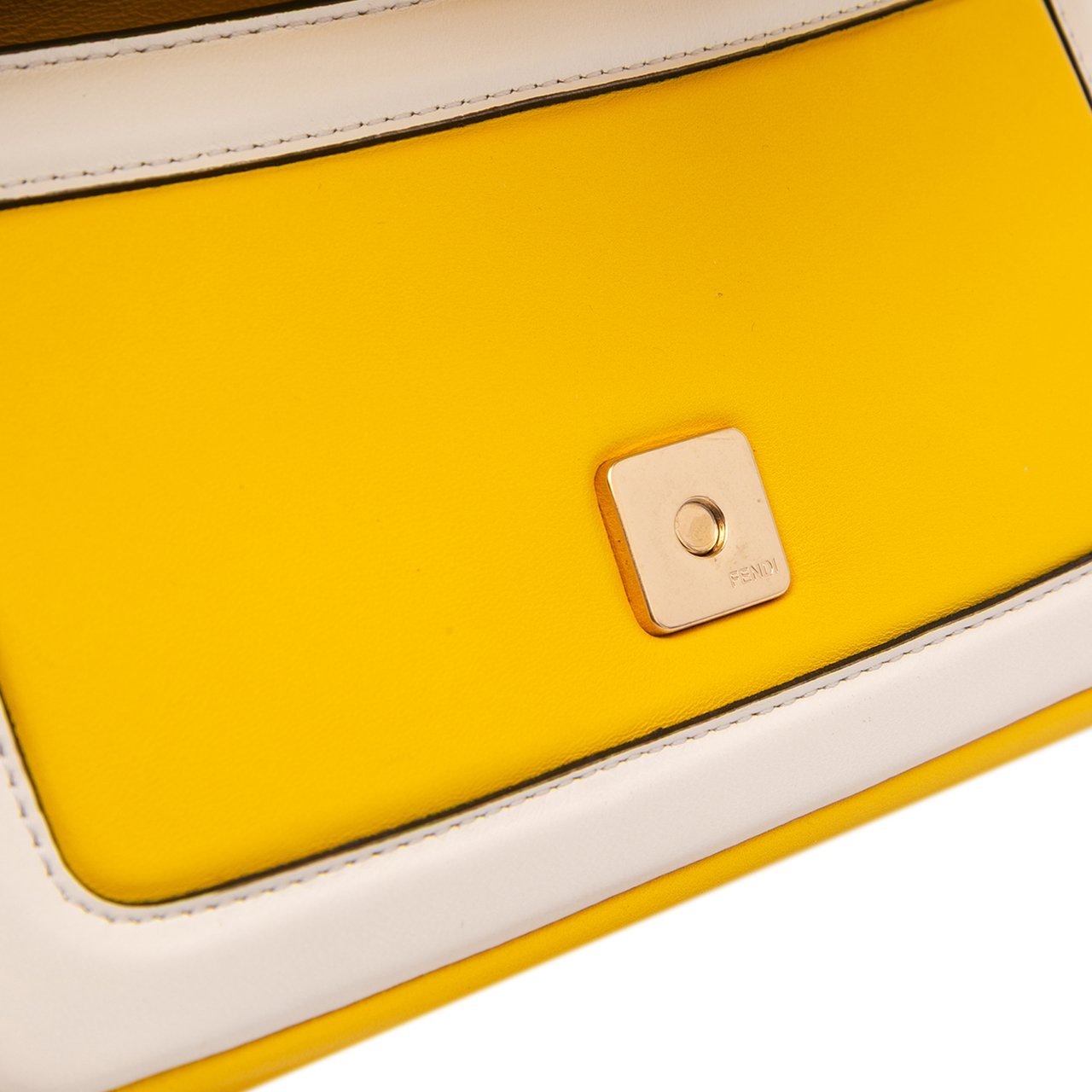 Fendi Mini Bicolor Nappa Apolo Chain Baguette Shoulder Bag Geel