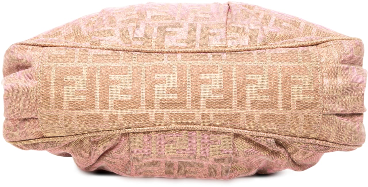 Fendi Small Zucca Metallic Lurex Mia Chain Tote Bruin