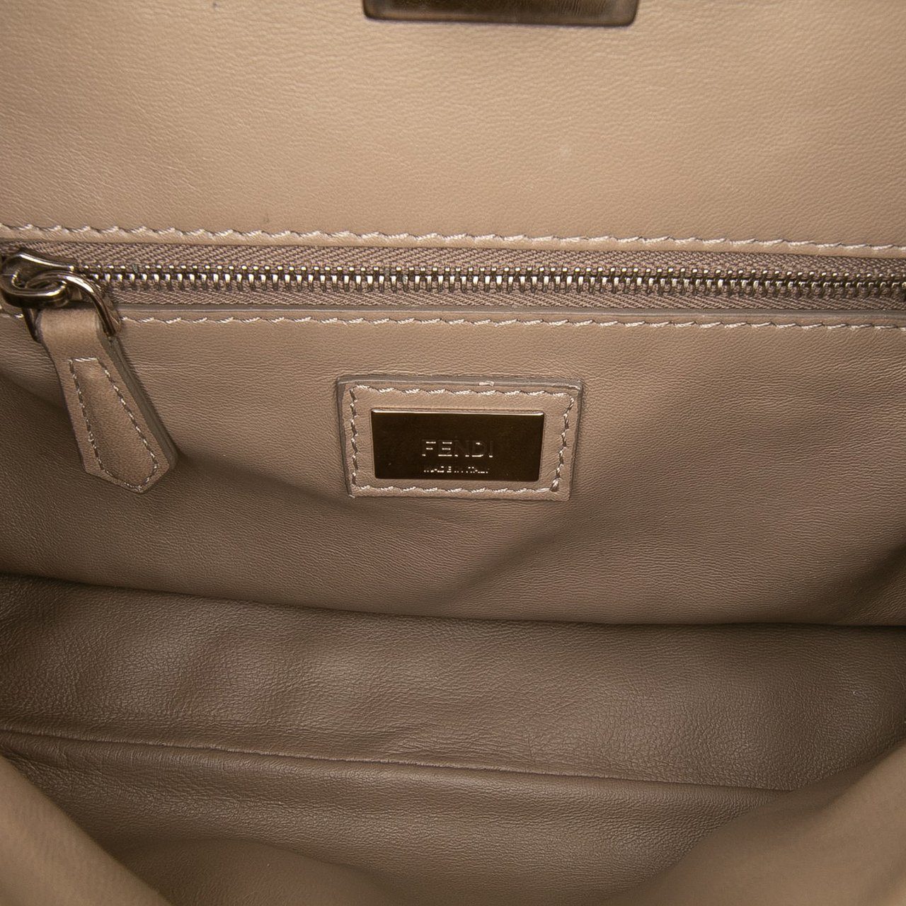 Fendi Mini Leather Iconic Peekaboo Satchel Bruin