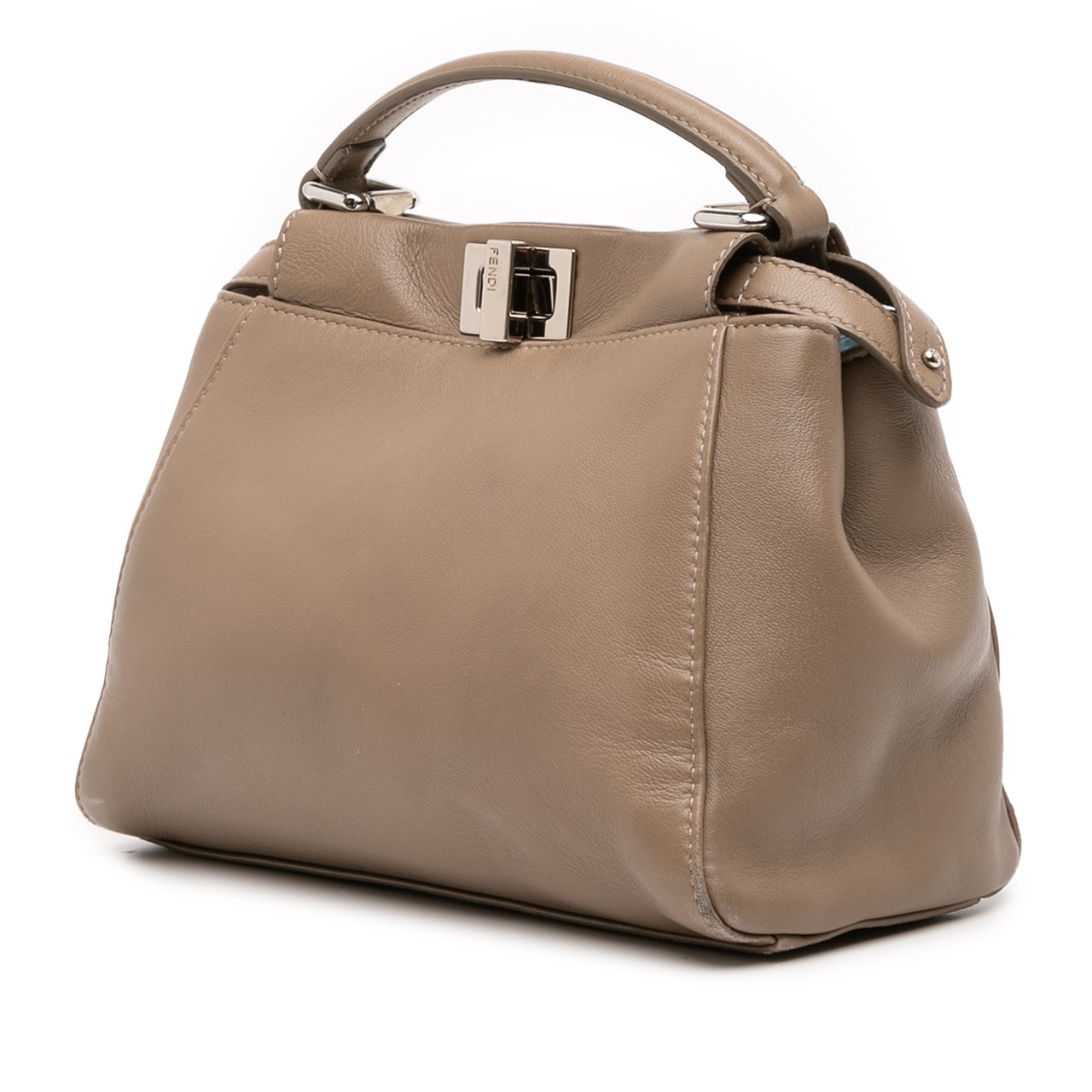 Fendi Mini Leather Iconic Peekaboo Satchel Bruin