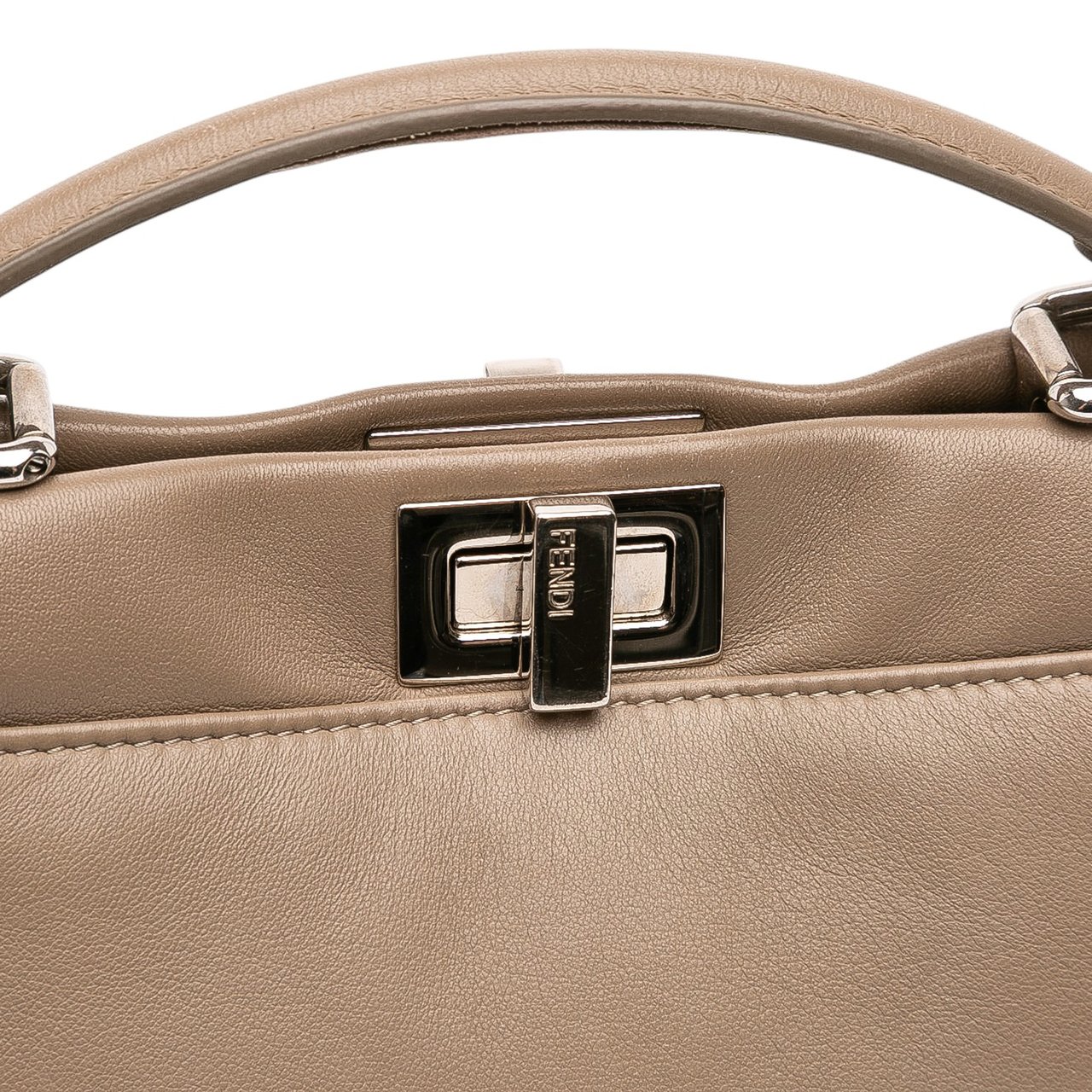 Fendi Mini Leather Iconic Peekaboo Satchel Bruin