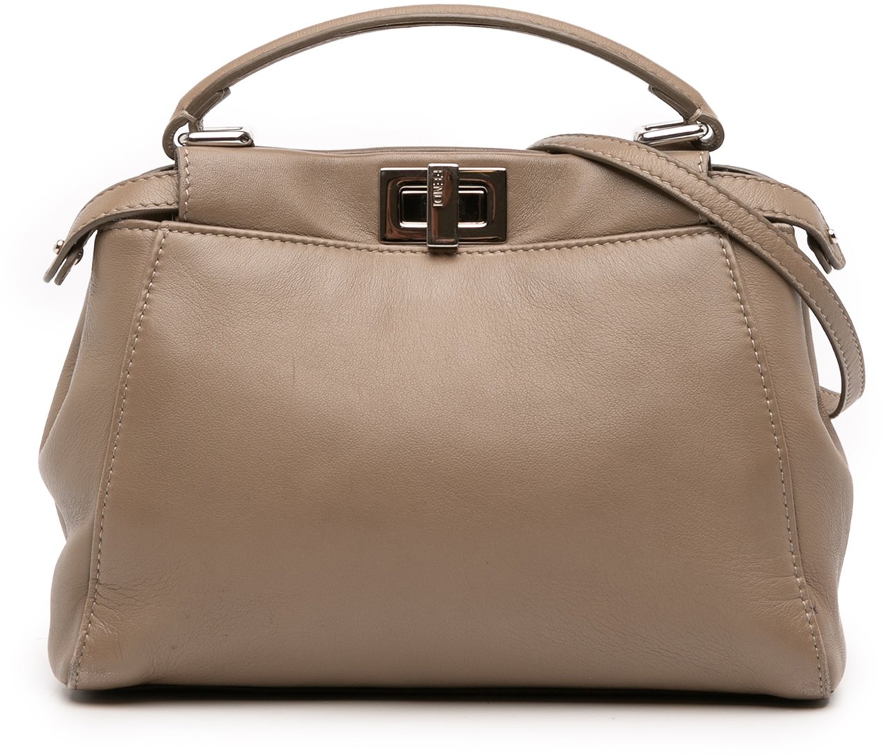 Fendi Mini Leather Iconic Peekaboo Satchel Bruin