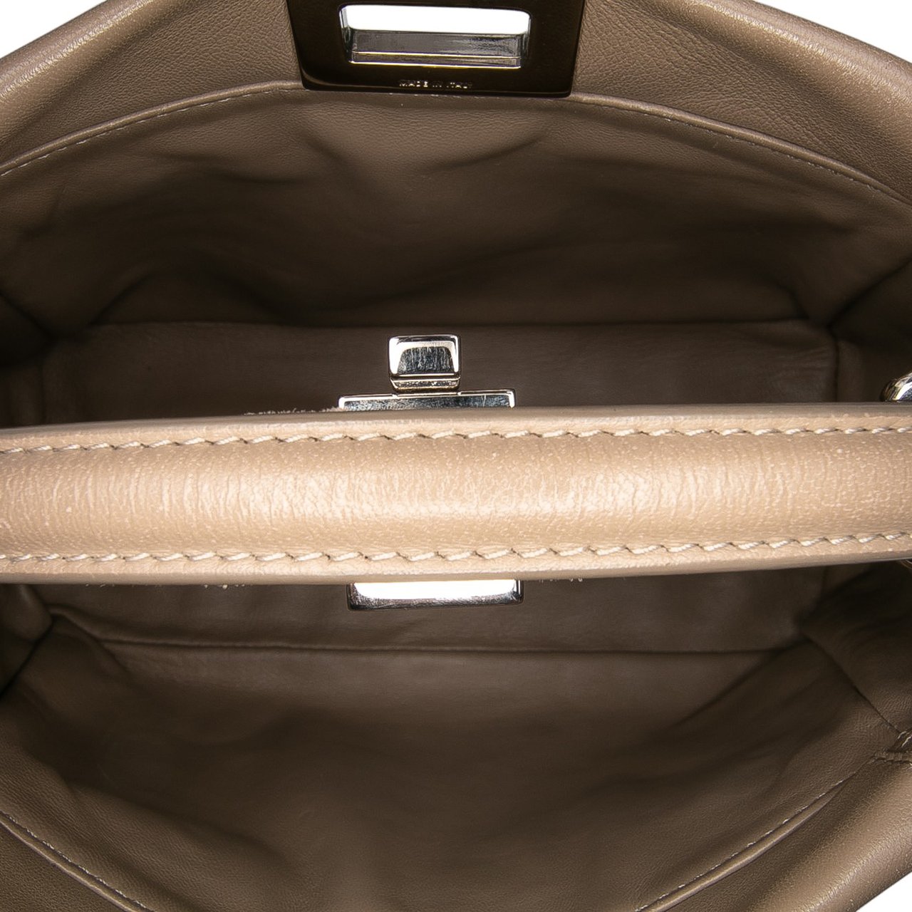 Fendi Mini Leather Iconic Peekaboo Satchel Bruin