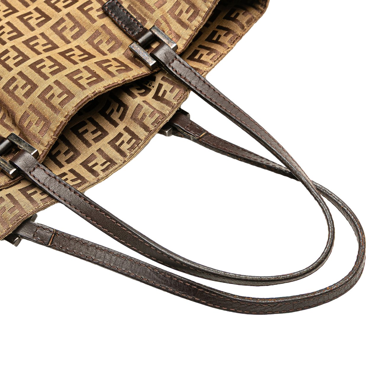 Fendi Zucchino Canvas Tote Bruin