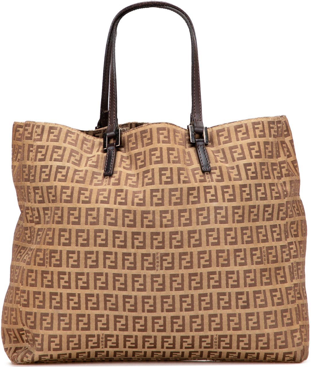 Fendi Zucchino Canvas Tote Bruin