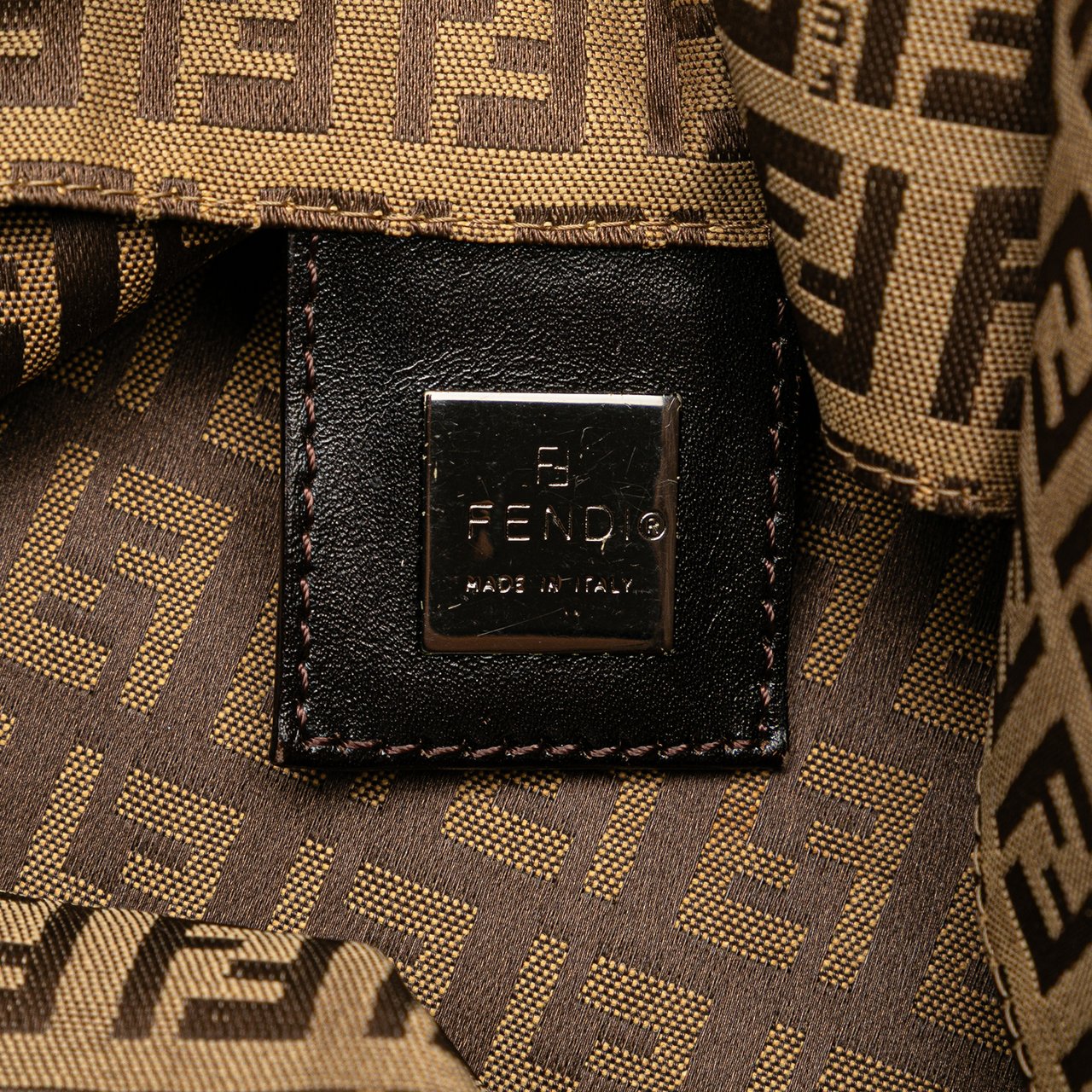 Fendi Zucchino Canvas Tote Bruin