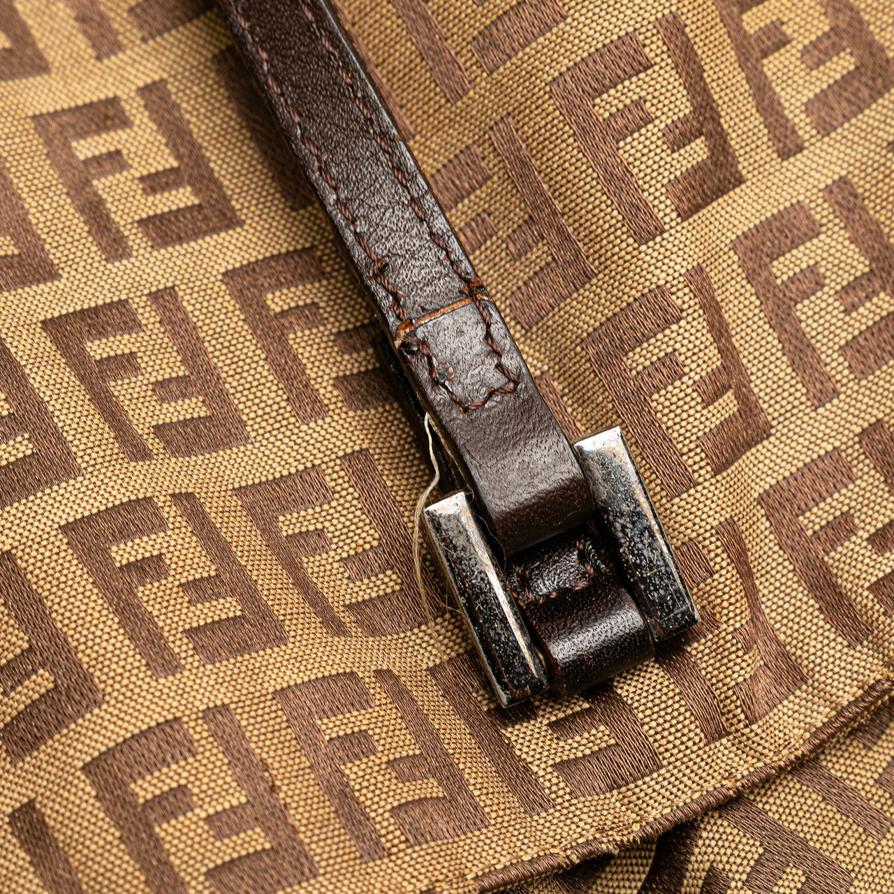 Fendi Zucchino Canvas Tote Bruin