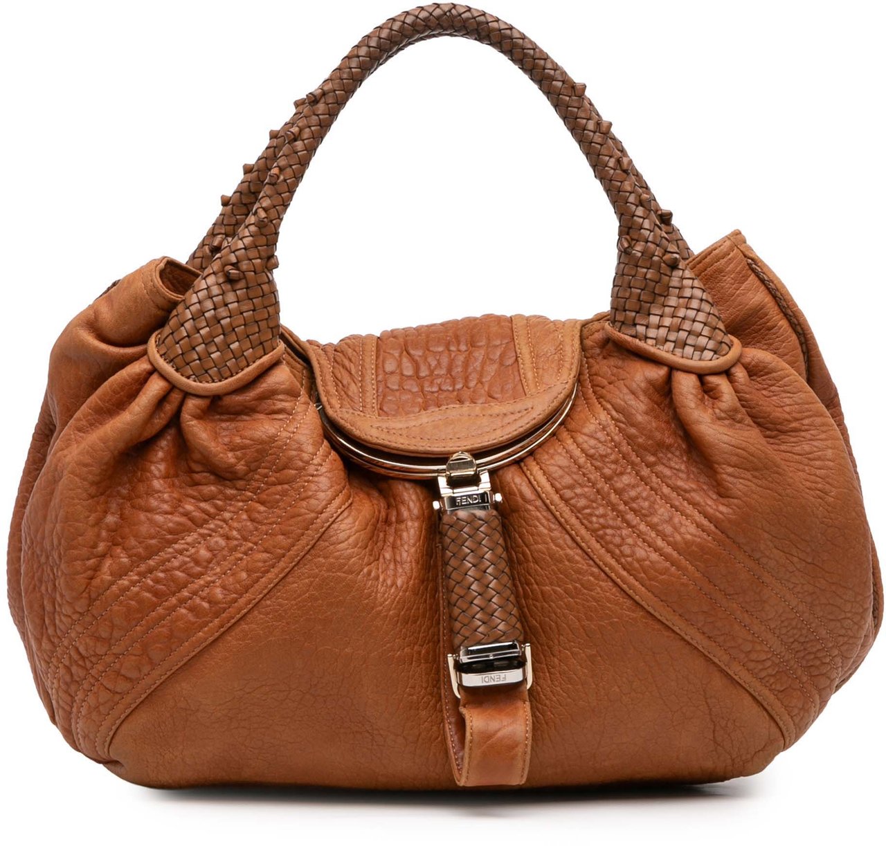 Fendi Large Leather Spy Handbag Bruin