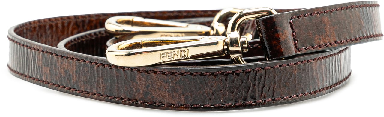 Fendi Leather Shoulder Strap Bruin