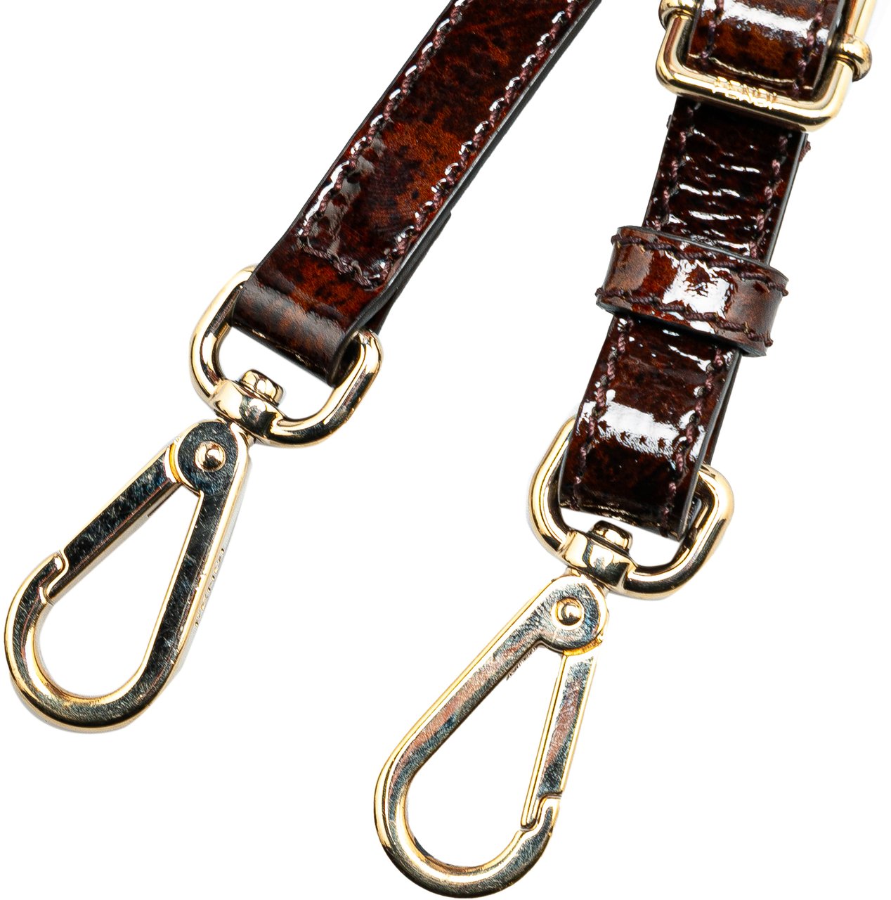 Fendi Leather Shoulder Strap Bruin