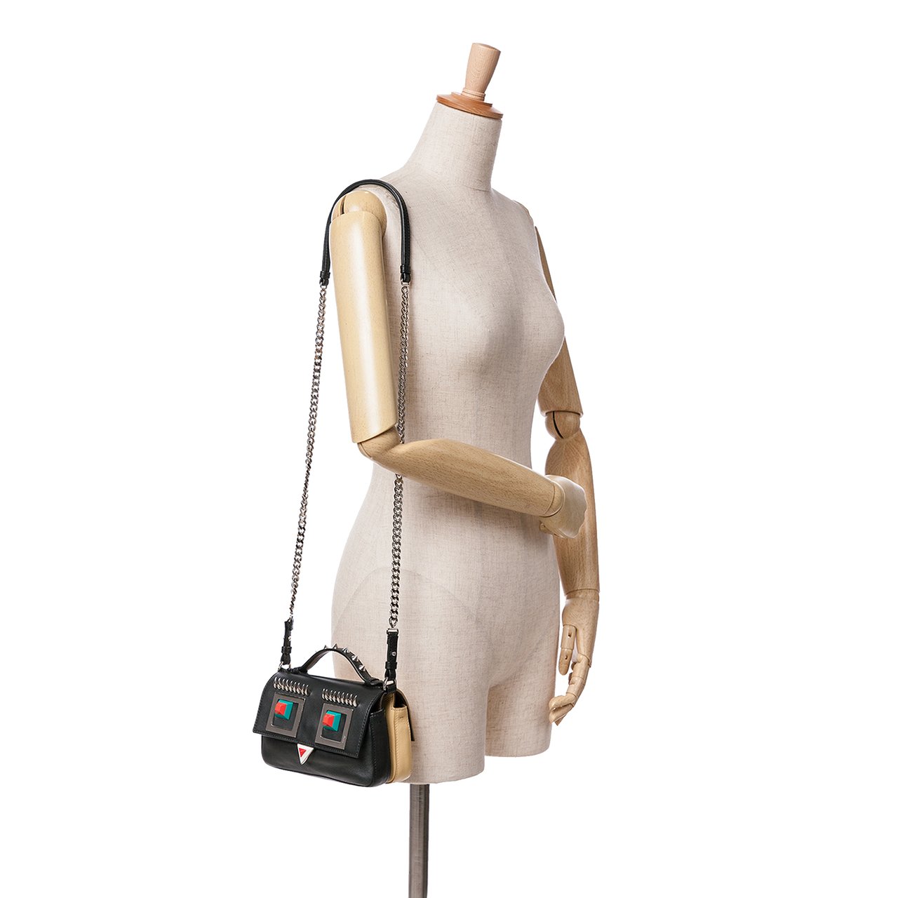 Fendi Micro Hypnoteyes Double Baguette Satchel Zwart