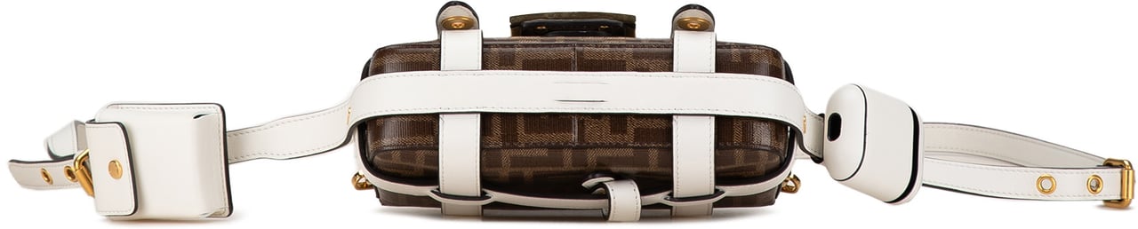 Fendi Mini Zucca Glazed Fabric Cage Baguette Satchel Bruin