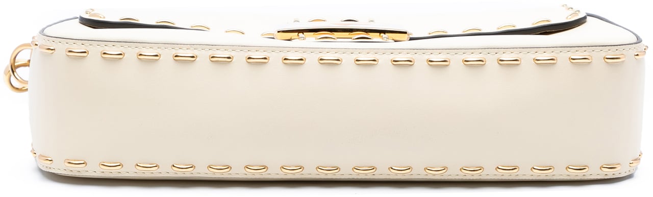 Fendi Leather Metal Stitch Baguette Satchel Bruin