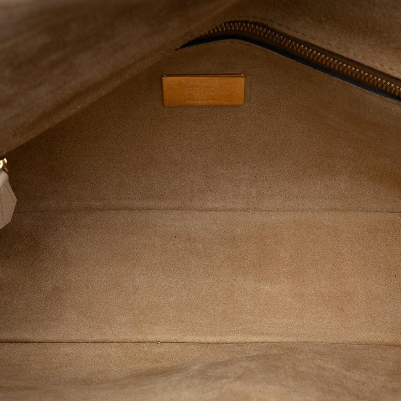 Fendi Leather Metal Stitch Baguette Satchel Bruin